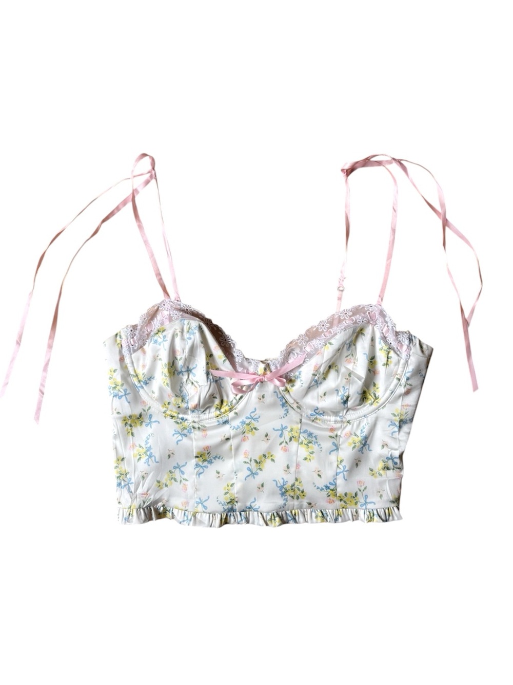 For Love and Lemons Floral Bustier Corset Cropped Top M